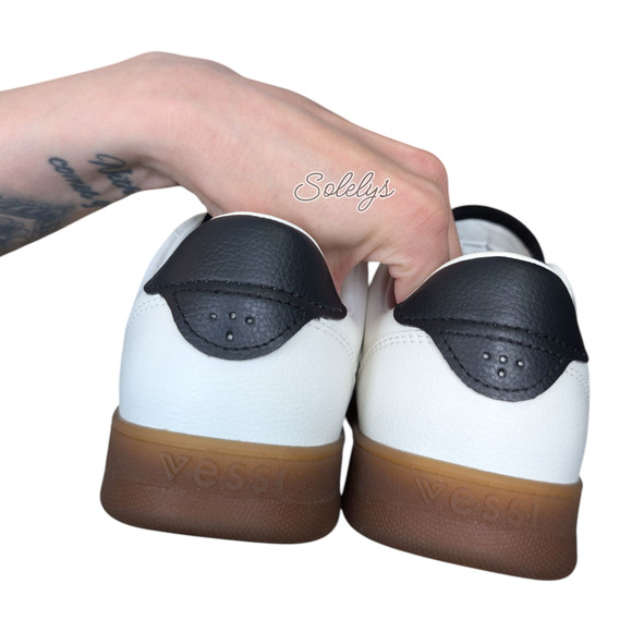 Vessi Courtside Classic Mens 7 Off White Black Vegan Waterproof Dyma-Tex Sneaker - Picture 7 of 11